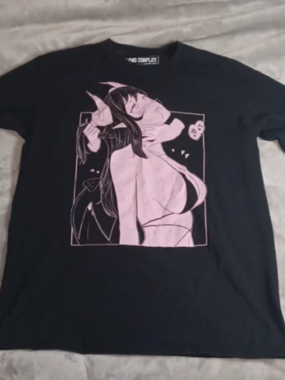 Lewd Complex Mens T Shirt Medium Black Graphic Anime Succubus Long Sleeve